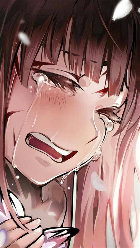 Chica anime llorando con trenza y lágrimas