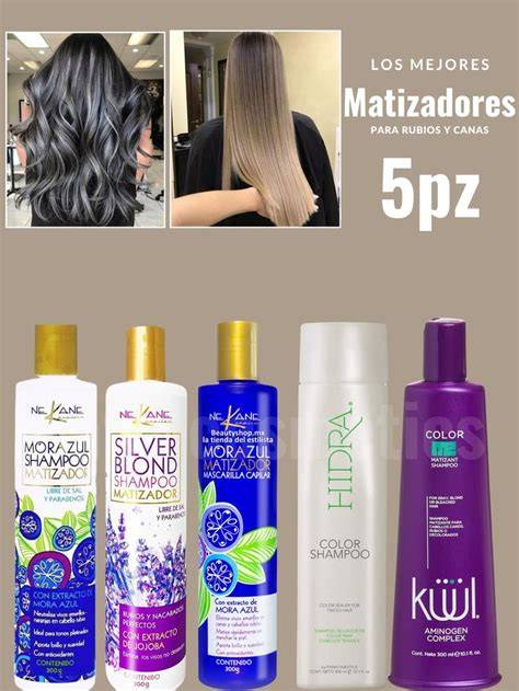 Champús matizadores morado azul y verde