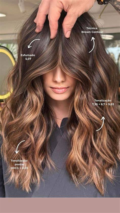 Woodlights en cabello castaño