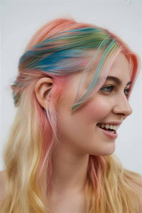 Mechas multicolor estilo libre