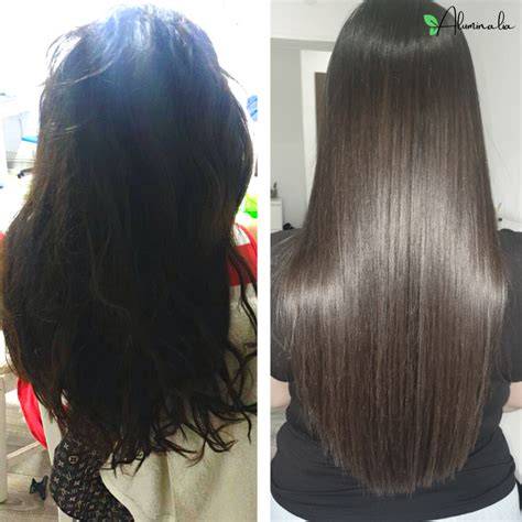 Cabello liso antes y después del alisado