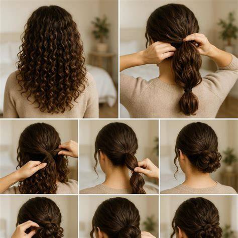 moño bajo formal con rizos definidos