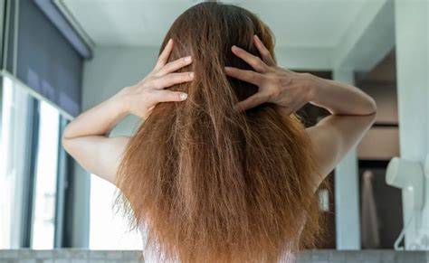 Cabello decolorado seco con puntas abiertas