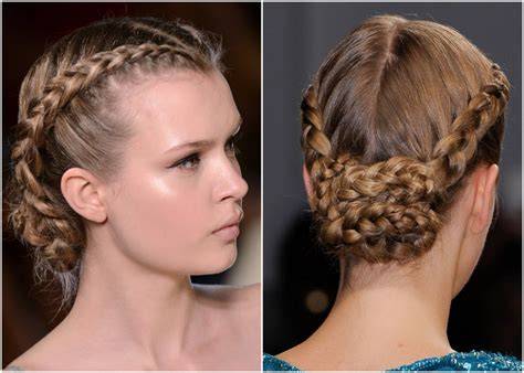 Peinados con trenzas y moños midi